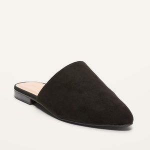 Faux Suede pointy toe mule flats